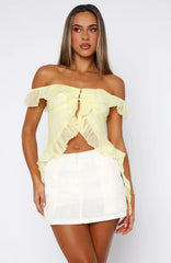 Love The View Off Shoulder Top Lemon