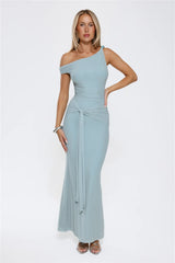 Want The Best Off Shoulder Maxi Dress Blue