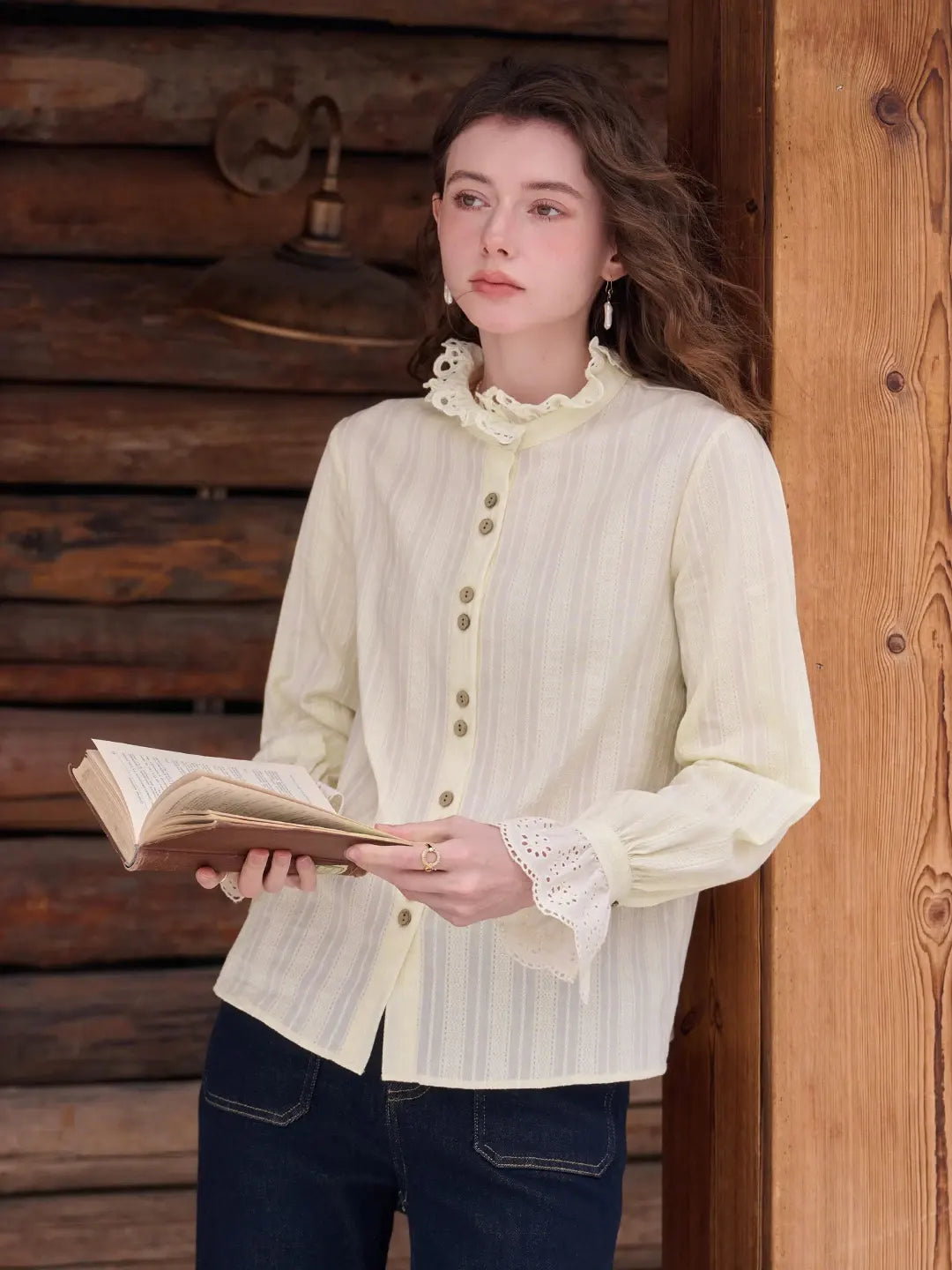 Kaiya Ruffle Collar 100% Cotton Blouse