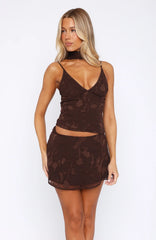 Summer Garden Mini Skirt Chocolate