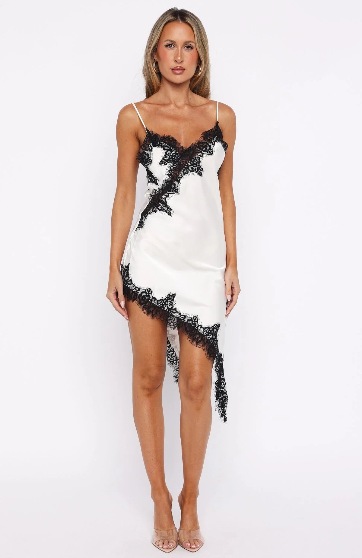 Behind The Light Lace Mini Dress Cream